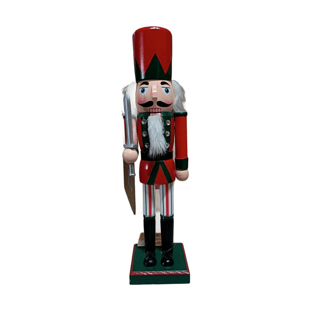 (ARD100240-2)NUTCRACKER 36CM - RED AND GREEN TOP HAT