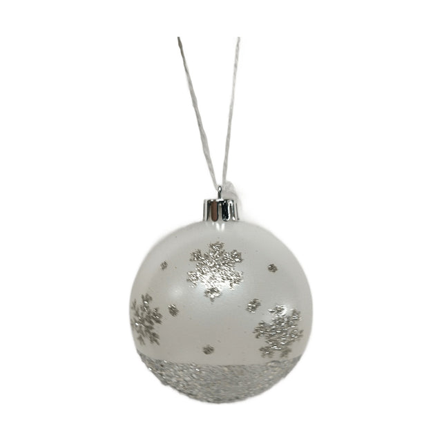 (ABJ450000-1)BAUBLE 8CM WITH WITH GLITTER - SILVER