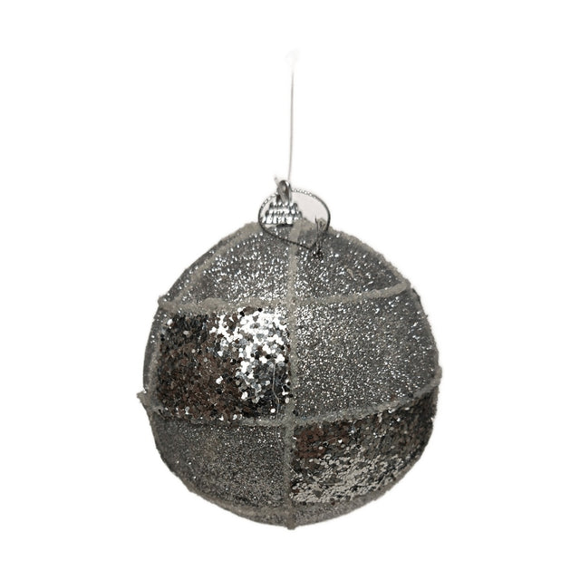 (AWT000350)BAUBLE POLY 10CM GLITTER SILVER