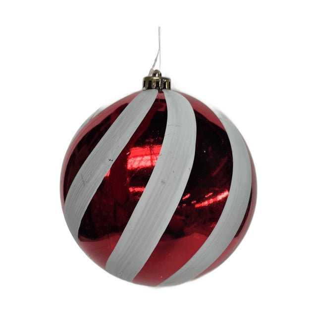 (CAN305040)BAUBLE CANDY STRIPE RED 18CM