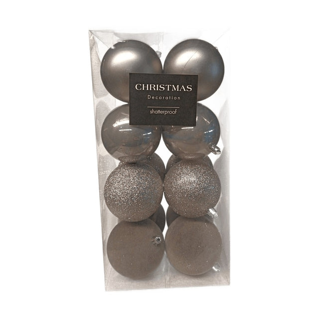 (CAN310270)BAUBLE SET DARK GREY 8CM SET OF 16
