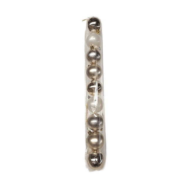 (CAR100580)BAUBLE SET LIGHT GOLD 6CM SET OF 9