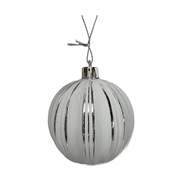(ABJ444940-2)BAUBLE 8CM WITH GOLDEN RIMS - SILVER
