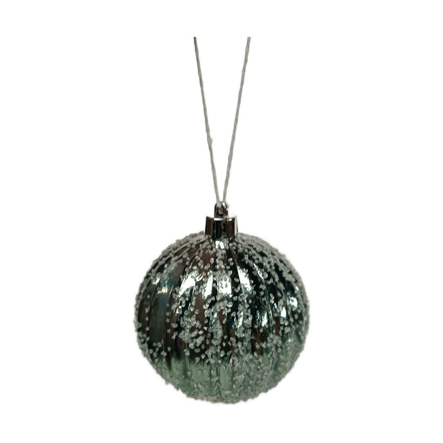 (ABJ450030-2)BAUBLE WITH SUGAR SNOW 8CM - BLUE