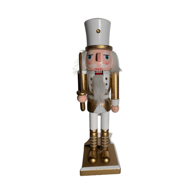 (ARD100200-1)NUTCRACKER 25CM GOLD - WITH SWORD AND HAT WITH DOT