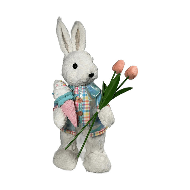 50CM MR BUNNY W TULIPS