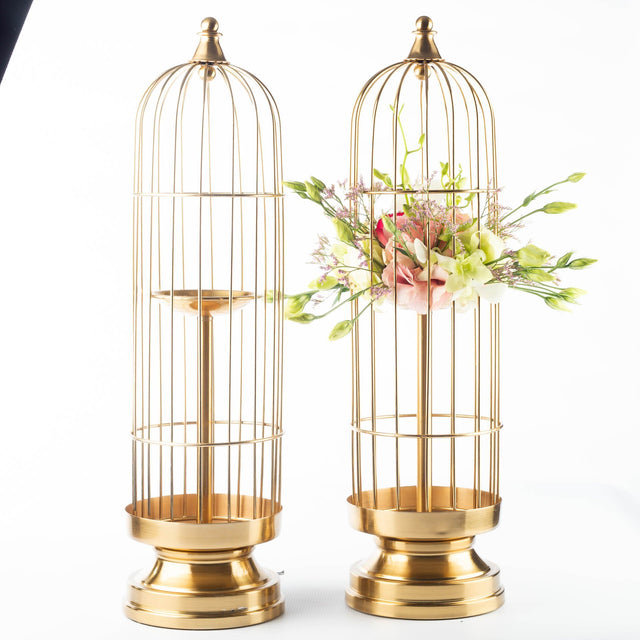 Long Bird Cage Candle Decor