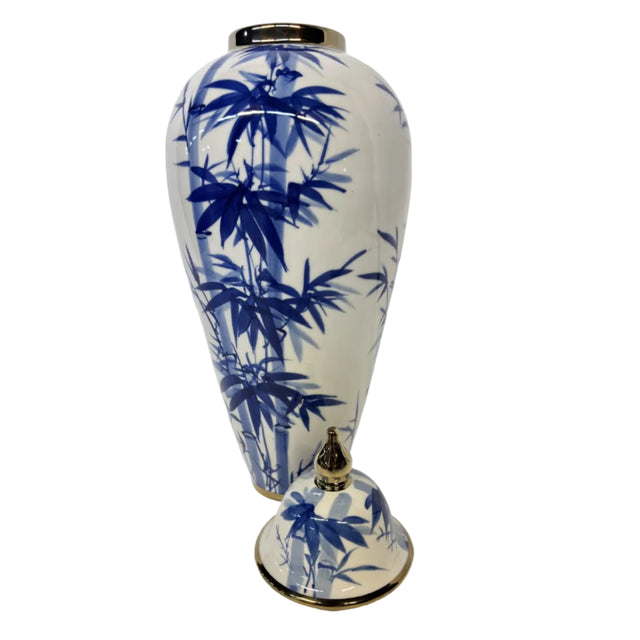 Ginger Jar With Blue Bamboo 19x45cm
