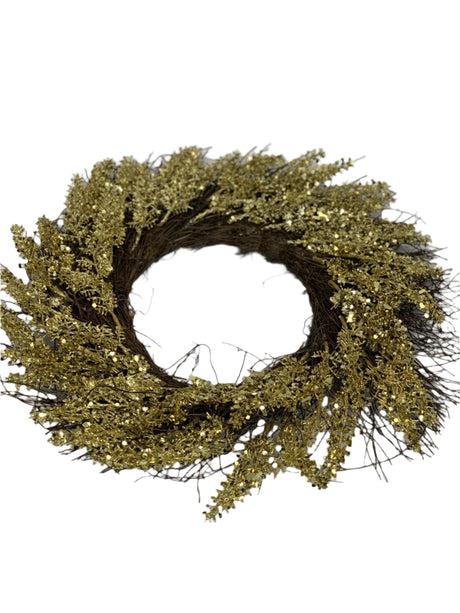 Gold Christmas Wreath (Glitter) (Size: 50cm)