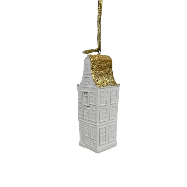 White And Gold House Tree Pendant 4x4x11cm