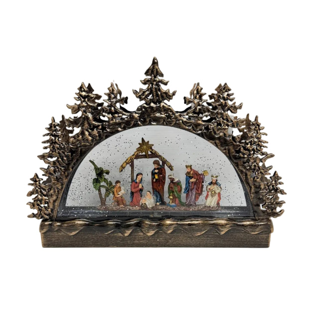Nativity Scene Snow Globe With LED 32x7x22cm