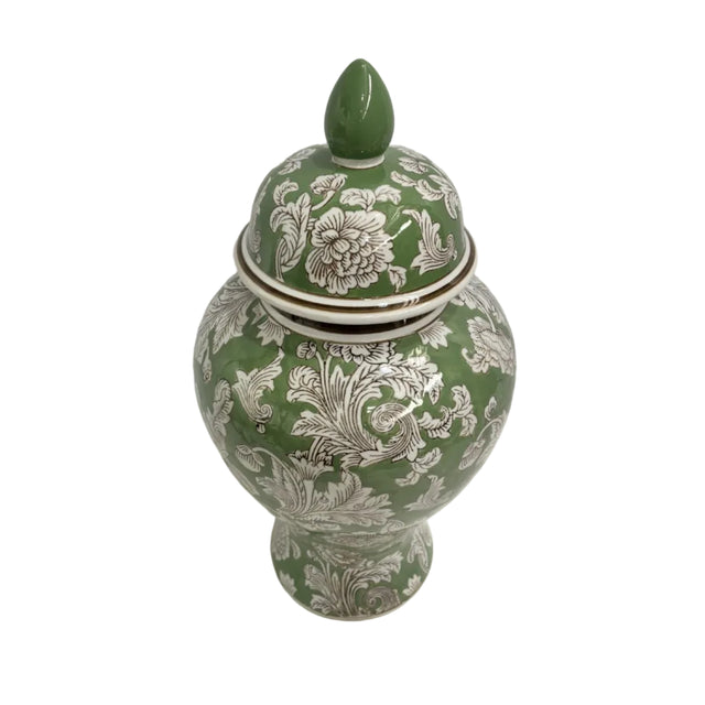 Green And White Chinoiserie Ginger Jar 27x27x51cm