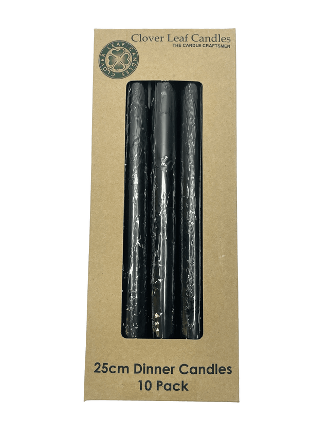 10 Black Dinner Taper Candles