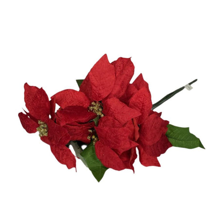 Poinsettia 5 heads 48x20cm red