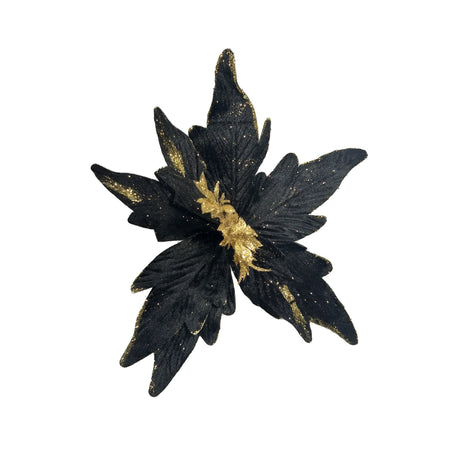 Poinsettia (Artificial) (Black and Gold) 25cm