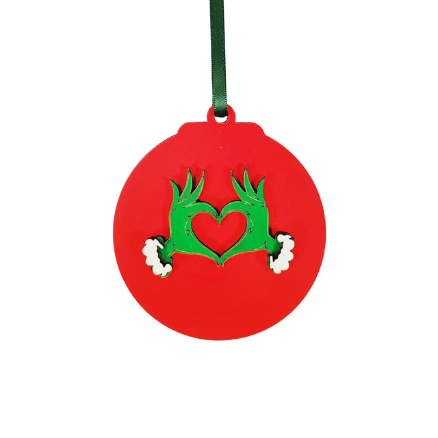 Grinch Baubles 9.5cm - Grinchs hands love