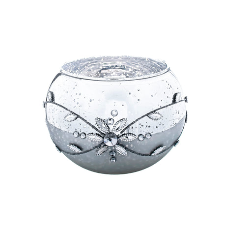 Small Decorated Silver Flower Christmas Bowl (10.5cm x 8.5cm)