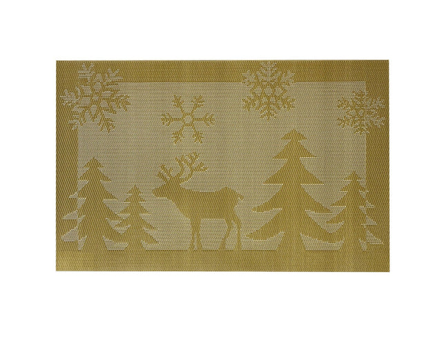Reindeer Pvc Placemat  - Gold - Each