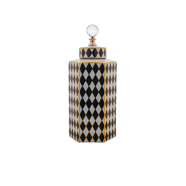 Ginger Jar Black / Gold / Cream 16x14x38.5cm