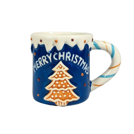 Blue Merry Christmas Mug With Christmas Tree (14 x 9 x 9.5cm)