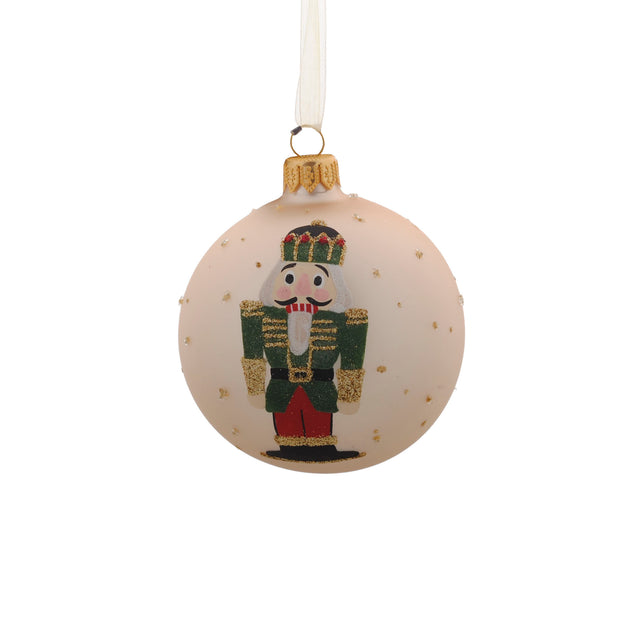 Bauble Glass Matt Nutcracker Pearl