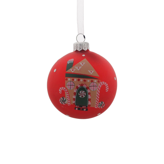 Bauble With Gingerbread House With Brown Roof 8cm