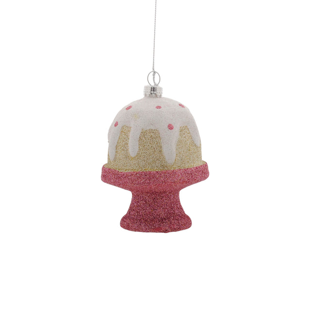 Green cake on stand hanging ornament