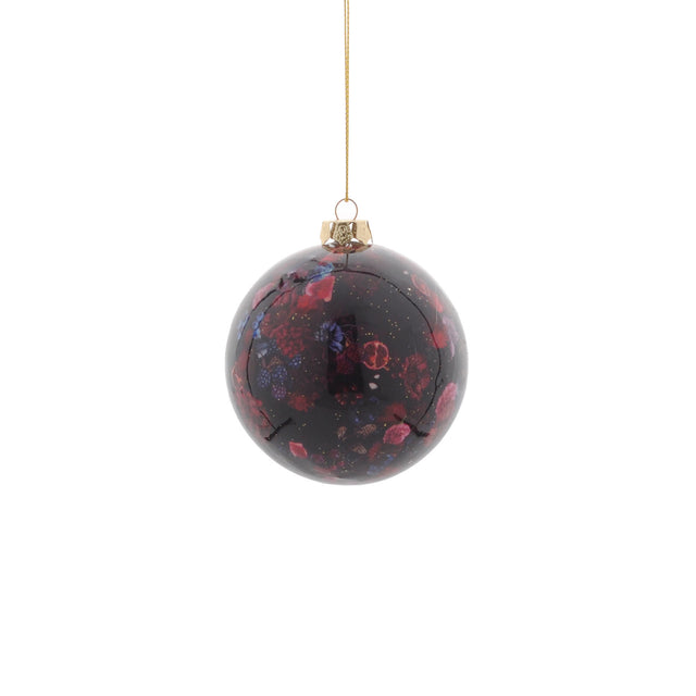 Bauble With Pomegranets And Flowers Oxblood 8cm