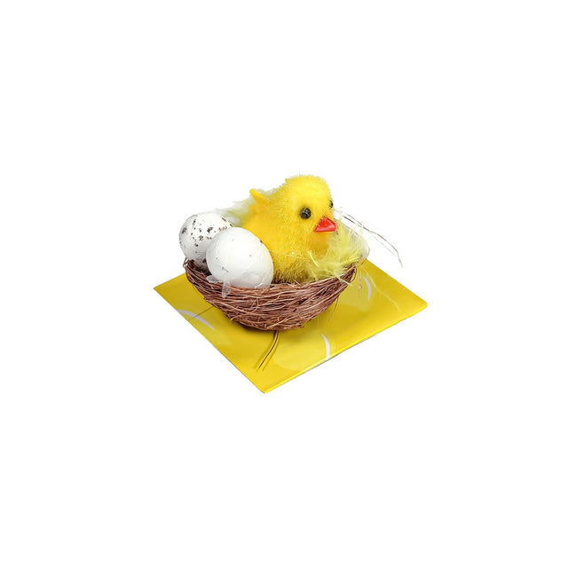 Easter Chickens In Nest With Eggs Decor