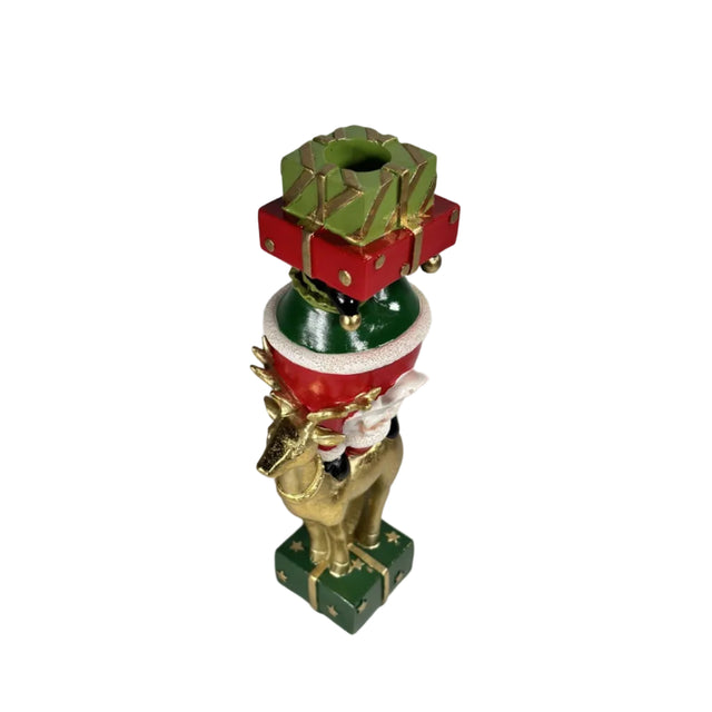 Reindeer Carrying Gifts Candleholder 12.5x9.5cm