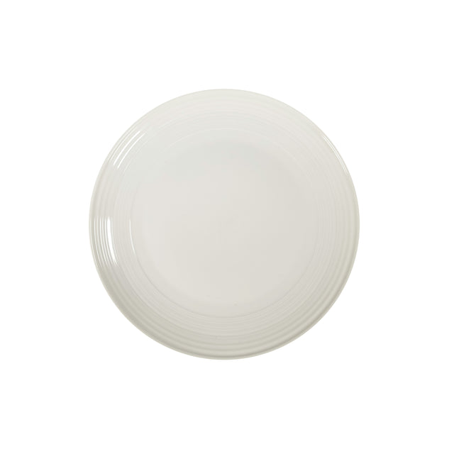 JENNA CLIFFORD - Embossed Lines Cream White  Dinner Plate