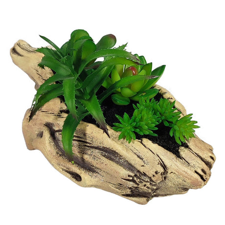 Artificial Succulent in Wooden Base 8cm