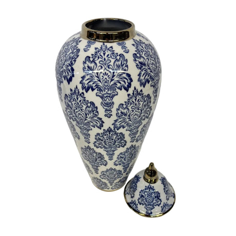 Ginger jar white with blue pattern 19x45cm
