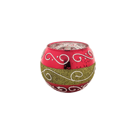 Red & Gold Xmas Rose Bowl