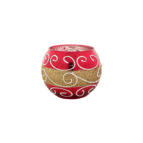 Red / Gold Christmas Rose Bowl with curling pattern.