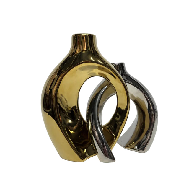 Gold donut vase 22x24cm