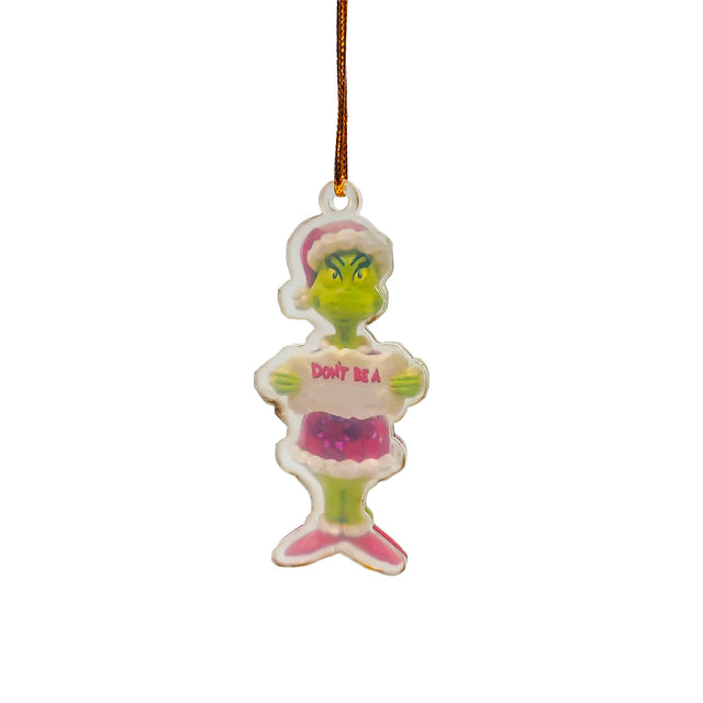 Plastic Hanging Grinch With Sign 8cm