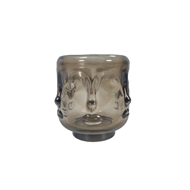 Candelholder Glass Faces - Warm Grey