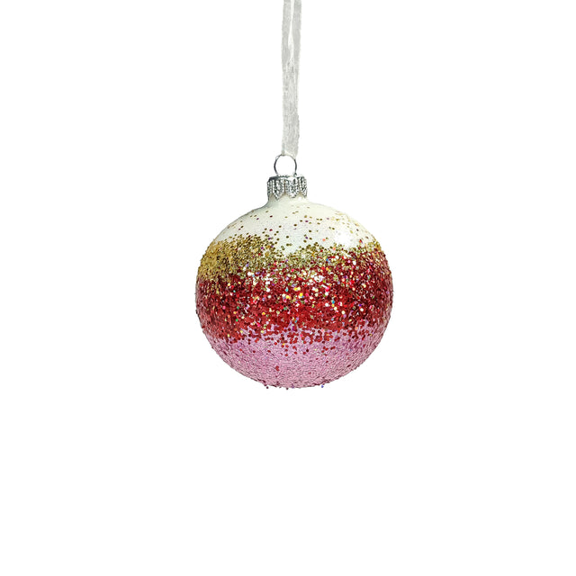 Bauble Glass With Glitter White Top