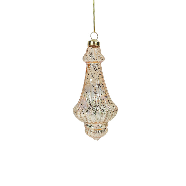 Glass Ornament Pearl With Round Middle And Short Drop 6X6X15Cm