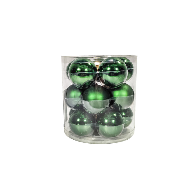 Baubles Glass Set Of 15 Pine Green 6cm