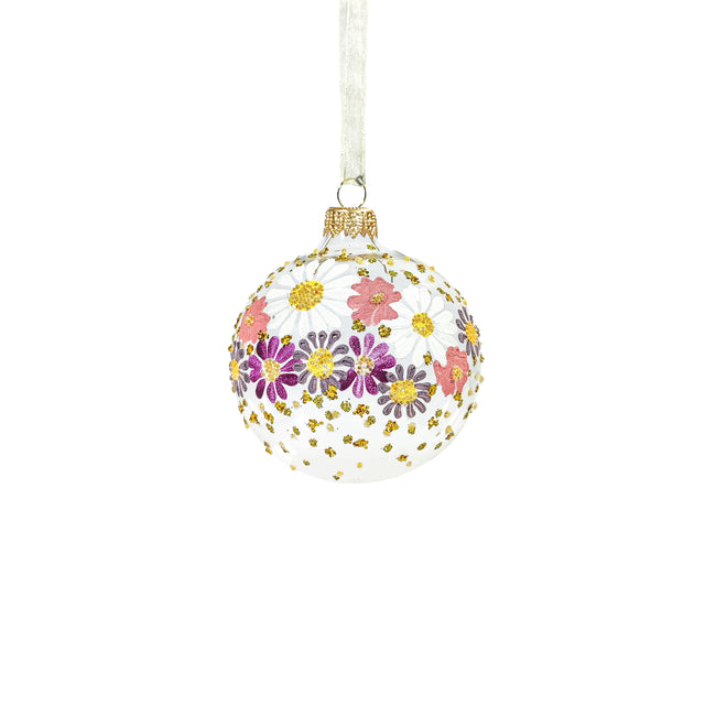 Bauble Glass With Flowers Transparent