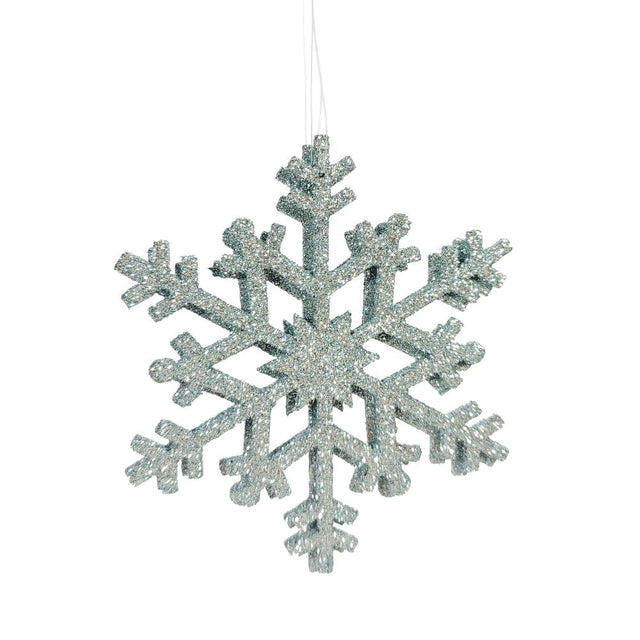 Snowflake Silver With Glitter Pack Of 2 12Cm