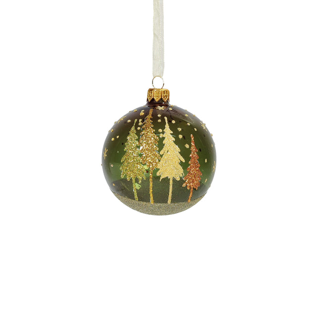 Bauble Glass With Trees Light Green