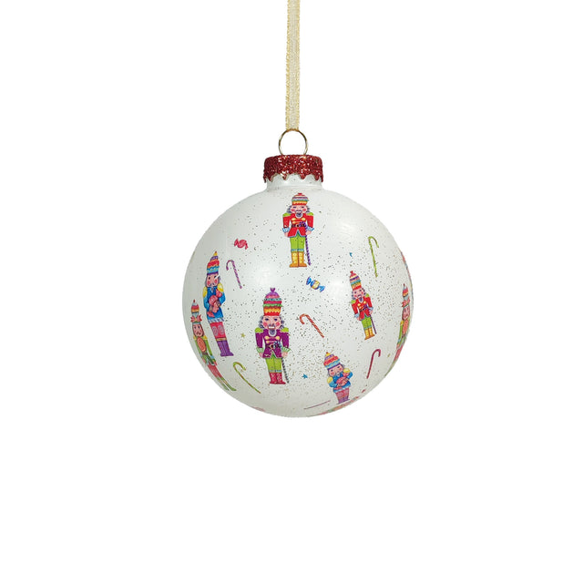 Bauble Glass With Nutcrackers And Candy Canes