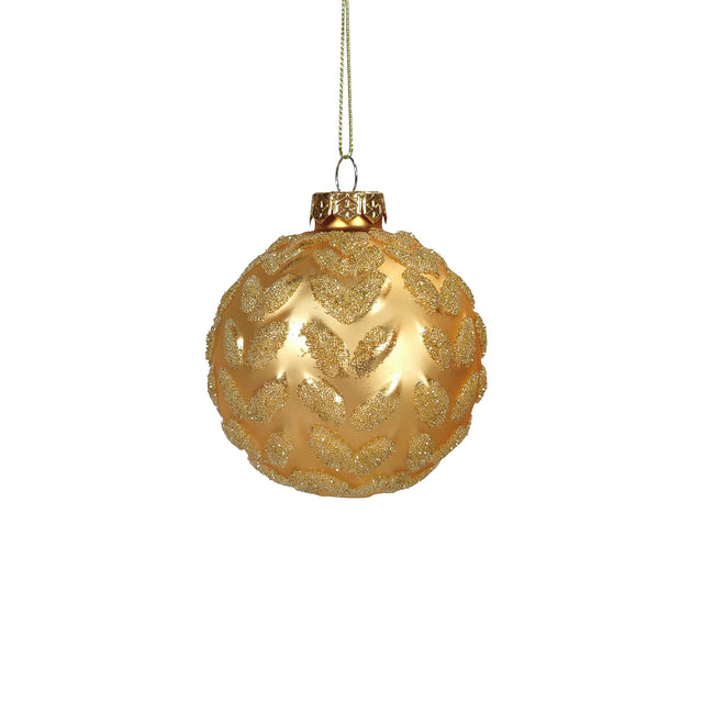 Bauble Glass Beige With Leafs