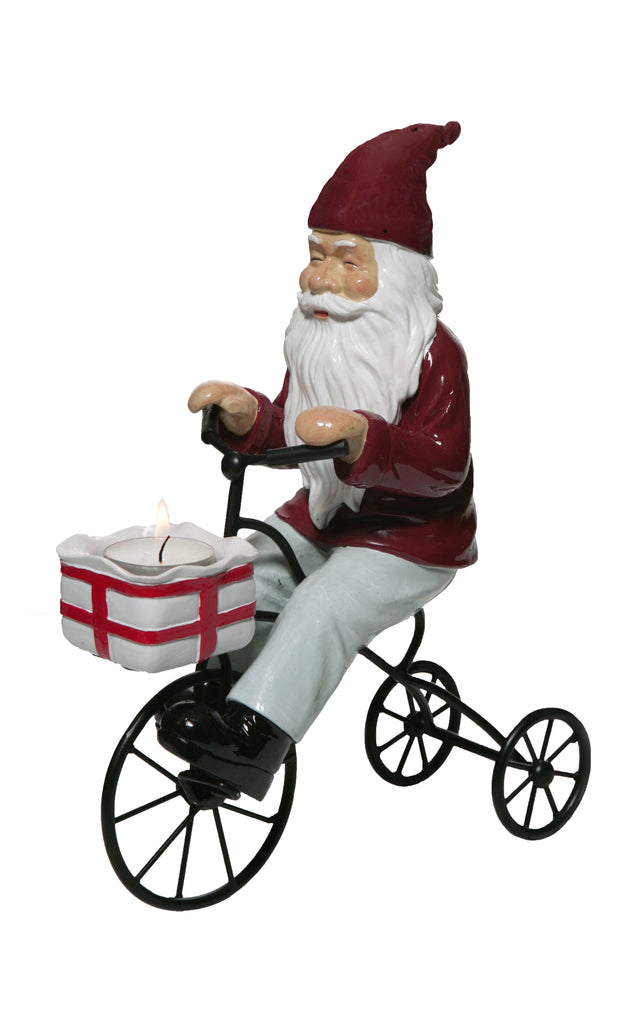 Santa On Bike Tealight Candle 22X14X32Cm