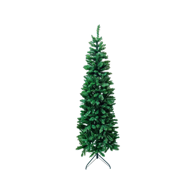 Pencil Shape Green Hinged 210cm Christmas Tree