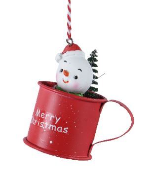 Snowman In Iron Cup 5X5X7Cm