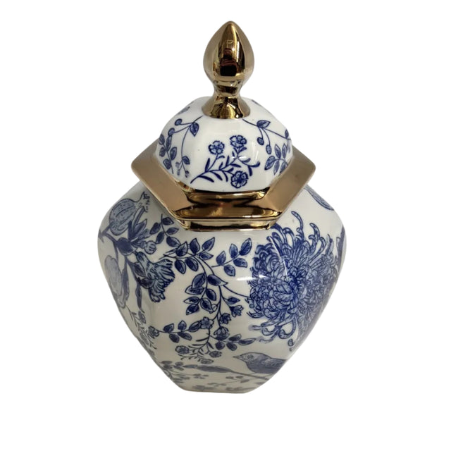 Chinoiserie Ginger Jar Gold Accented Lid 26x39cm
